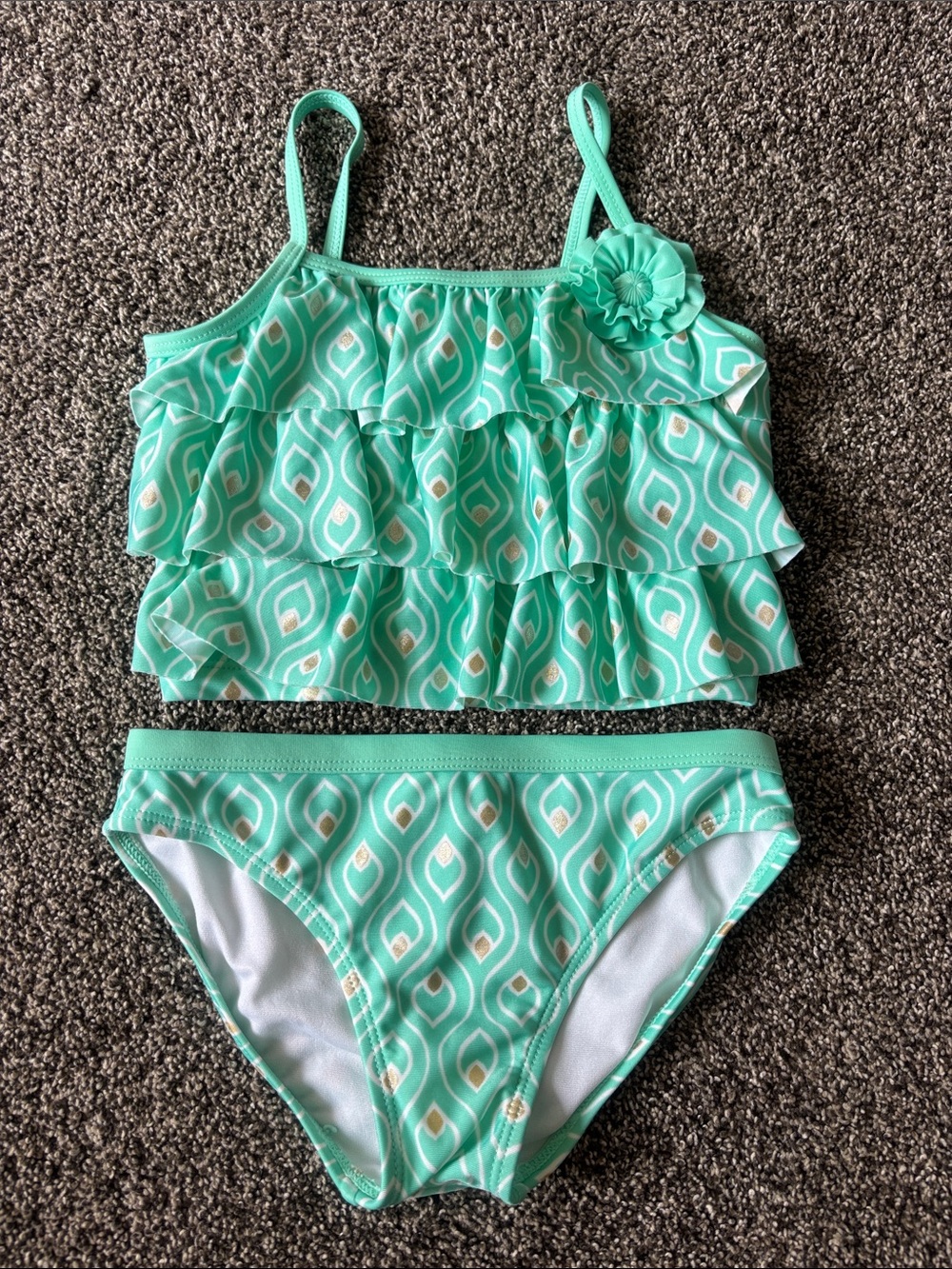 NEW! Crazy8 Girl's Turquoise Two-Piece Swimsuit- Size S (5-6)